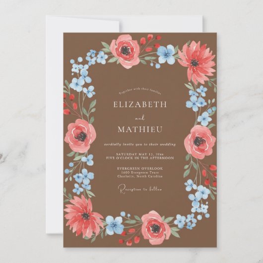 Invitation Mariage Terracotta Peint Cyan (Devant)