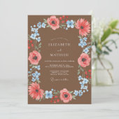 Invitation Mariage Terracotta Peint Cyan (Debout devant)