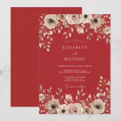 Invitation Mariage Terracotta Rose Douce (Devant / Derrière)