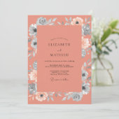 Invitation Mariage Terracotta Silver Petal (Debout devant)