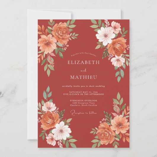 Invitation Mariage Terracotta Splendide Automnal (Devant)