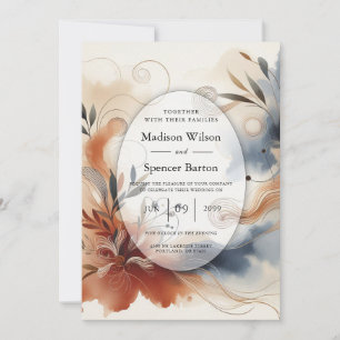 Invitation Mariage Terracotta Twilight et Fleurs de Nuit