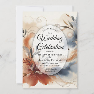 Invitation Mariage Terracotta Twilight et Fleurs de Nuit