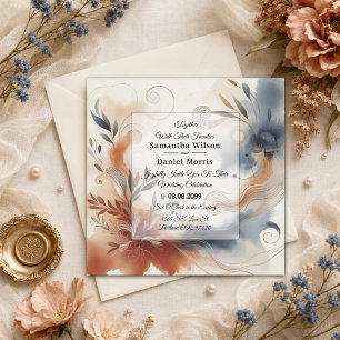 Invitation Mariage Terracotta Twilight et Fleurs de Nuit