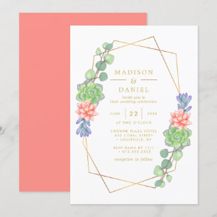 Invitation Mariage Terrarium de Succulentes à l'Aquarelle