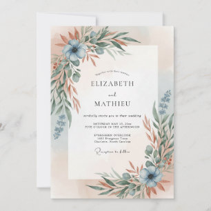 Invitation Mariage Terre Cuite Acier Feuille