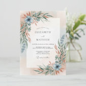Invitation Mariage Terre Cuite Acier Feuille (Debout devant)