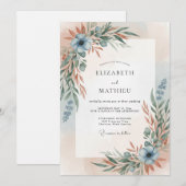 Invitation Mariage Terre Cuite Acier Feuille (Devant / Derrière)