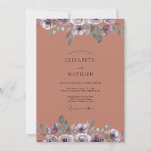 Invitation Mariage Terre Cuite Améthyste Pivoine