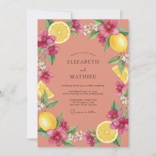 Invitation Mariage Terre Cuite Citron Citrus Gris Eucalyptus