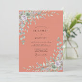 Invitation Mariage Terre Cuite Feuille Atténuée (Debout devant)
