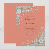 Invitation Mariage Terre Cuite Feuille Atténuée (Devant / Derrière)