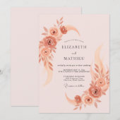 Invitation Mariage Terre Cuite Fleur de Pêcher (Devant / Derrière)