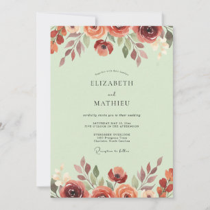 Invitation Mariage Terre Cuite Fleur de Pistachio