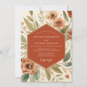 Invitation Mariage Terre Cuite Fleurie
