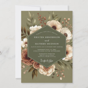 Invitation Mariage Terre Cuite Fleurie Sauge