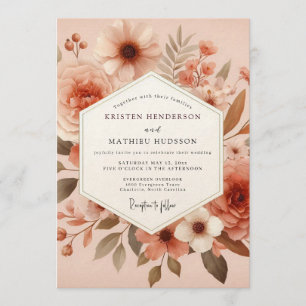 Invitation Mariage Terre Cuite Floraison Terreuse