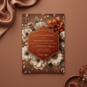 Invitation Mariage Terre Cuite Floraison Terreuse