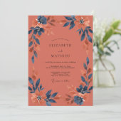 Invitation Mariage Terre Cuite Indigo Leaf (Debout devant)
