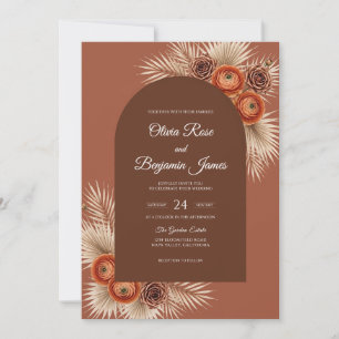 Invitation Mariage Terre Cuite Pampas Palmier Eucalyptus