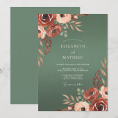 Invitation Mariage Terre Cuite Ranunculus et Mousse (Devant / Derrière)