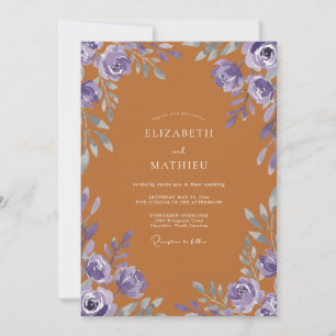 Invitation Mariage Terre Cuite Rose Violette