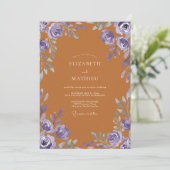 Invitation Mariage Terre Cuite Rose Violette (Debout devant)
