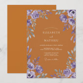 Invitation Mariage Terre Cuite Rose Violette (Devant / Derrière)