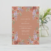 Invitation Mariage Terre Cuite Rustique en Fleur (Debout devant)
