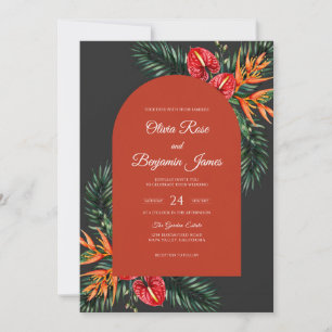 Invitation Mariage Terre Cuite Tropical Anthurium Eucalyptus