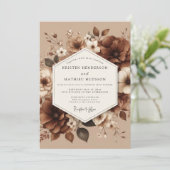 Invitation Mariage Terre Sépia Floraison (Debout devant)