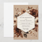 Invitation Mariage Terre Sépia Floraison (Devant / Derrière)