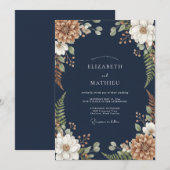 Invitation Mariage Terreux Bleu Nuit (Devant / Derrière)