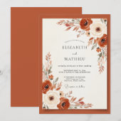 Invitation Mariage Terreux Botanique Orange Brûlé (Devant / Derrière)