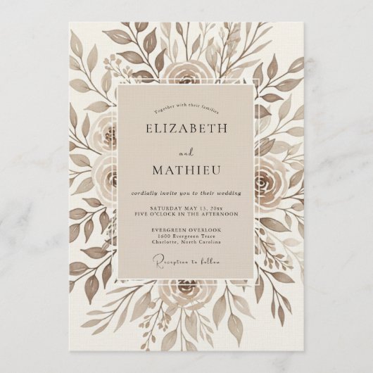 Invitation Mariage Terreux Fleurs (Devant)