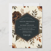 Invitation Mariage Terreux Floraison Brun (Devant)