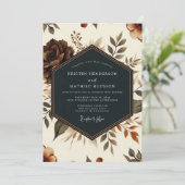Invitation Mariage Terreux Floraison Brun (Debout devant)