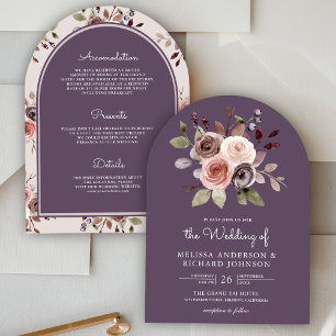 Invitation Mariage Terreux Floral Tout En Un Violet Poussiére