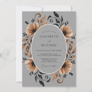 Invitation Mariage Terreux Gris Fleur