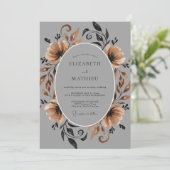 Invitation Mariage Terreux Gris Fleur (Debout devant)