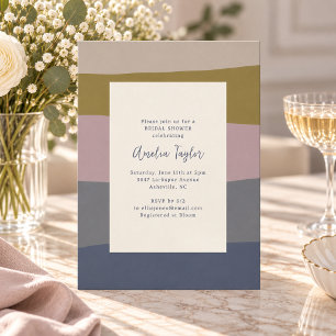 Invitation Mariage Terreux Moutarde Mauve Moderne à Rayures
