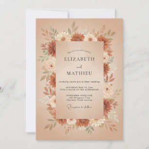 Invitation Mariage Terreux Orange Brûlé de Récolte