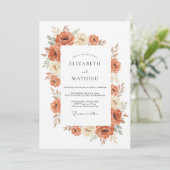 Invitation Mariage Terreux Rustique Orange Brûlé (Debout devant)