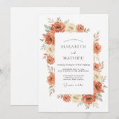 Invitation Mariage Terreux Rustique Orange Brûlé (Devant / Derrière)