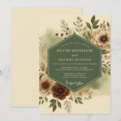 Invitation Mariage Terreux Sage (Devant / Derrière)