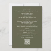 Invitation Mariage Terreux Vert Olive | Code QR Floral Boho (Dos)