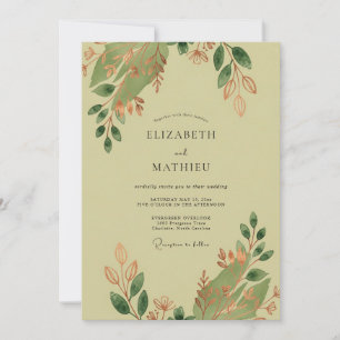 Invitation Mariage Terreux Vert Olive Nature