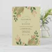Invitation Mariage Terreux Vert Olive Nature (Debout devant)