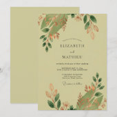 Invitation Mariage Terreux Vert Olive Nature (Devant / Derrière)