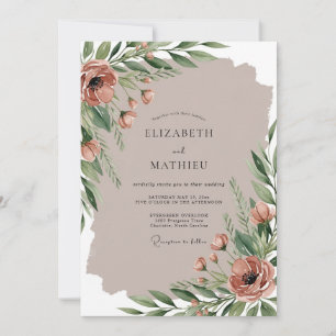 Invitation Mariage Terrien Serein Rose Poussiéreuse